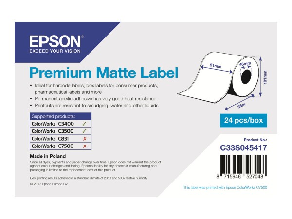 EPSON Etikettenrolle, Normalpapier, 51mm